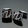 Copper quality enamel square stripes gold silver black flower cufflinks Top brand men's French shirt cufflinks